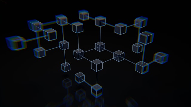 Network of connected glowing cubes